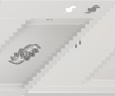 Mexen Ben Granitový kuchynský drez 1-komorový s odkvapkávačom, pravý 600 x 500 mm, biely, chrómový sifón