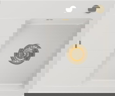 Mexen Ben granitový drez 1-komorový s odkvapkávačom, pravý 600 x 500 mm, biely, sifón zlatý - 6523605000-20-G