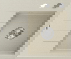 Mexen Ben granitový drez s 1-komorou a odkvapkávačom, pravý 600 x 500 mm, béžový, chrómový sifón - 6523605000-69