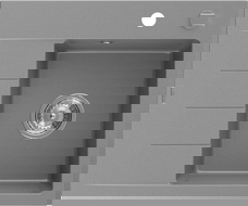 Mexen Ben granitový drez s 1 komorou a odkvapkávačom, pravý 600 x 500 mm, sivý, sifón chróm - 6523605000-71