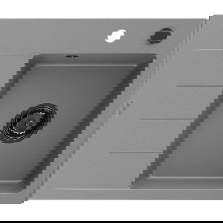 Mexen Ben granitový drez s odkvapkávacou plochou, pravý, 600 x 500 mm, sivý, sifón čierny - 6523605000-71-B