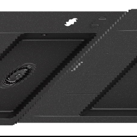 Mexen Ben Granitový drez 1-komorový s odkvapkávačom, pravý 600x500 mm, čierny/strieborný metalik, sifón čierny