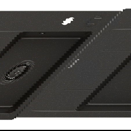 Mexen Ben Granitový drez s 1 komorou a odkvapkávačom, pravý 600 x 500 mm, čierny/zlatý metalik s čiernym sifónom