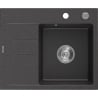 Mexen Ben granitový kuchynský drez 1-komorový s odkvapkávačom, pravý 600 x 500 mm, čierny s bodkami, chrómový sifón