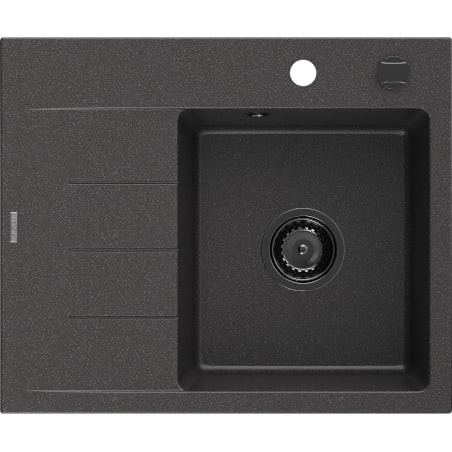 Mexen Ben granitový drez 1-komorový s odkvapkávačom, pravý 600 x 500 mm, čierny s bodkami, čierny sifón