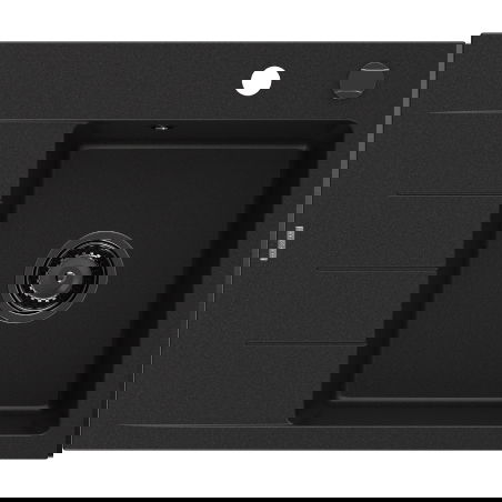 Mexen Ben granitový drez 1-komorový s odkvapkávačom, pravý 600 x 500 mm, čierny, čierny sifón - 6523605000-77-B