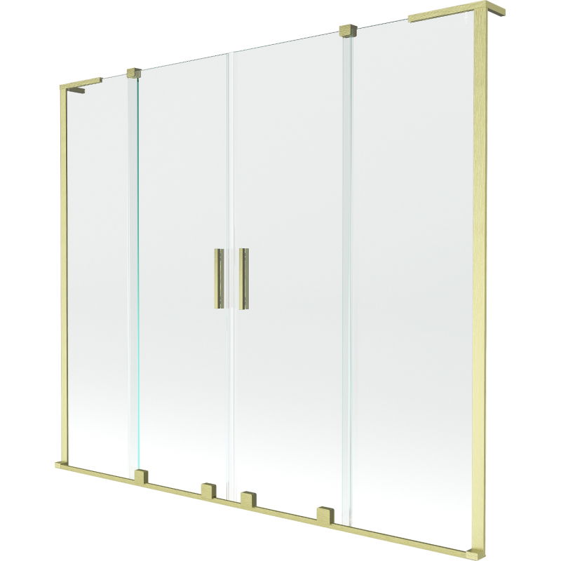 Mexen Velar L Duo vaňová zástena 2-krídlová posuvná 180 x 150 cm, transparentná, zlatá kartáčovaná - 896-180-003-02-55
