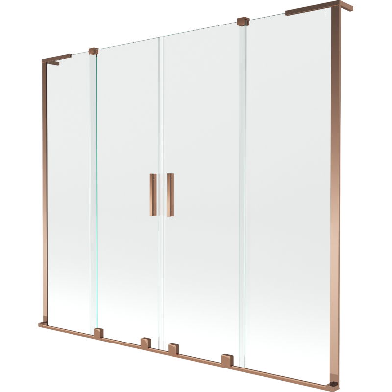Mexen Velar L Duo dvojkrídlová vaňová zástena posuvná 180 x 150 cm, transparentná, ružové zlato - 896-180-003-02-60