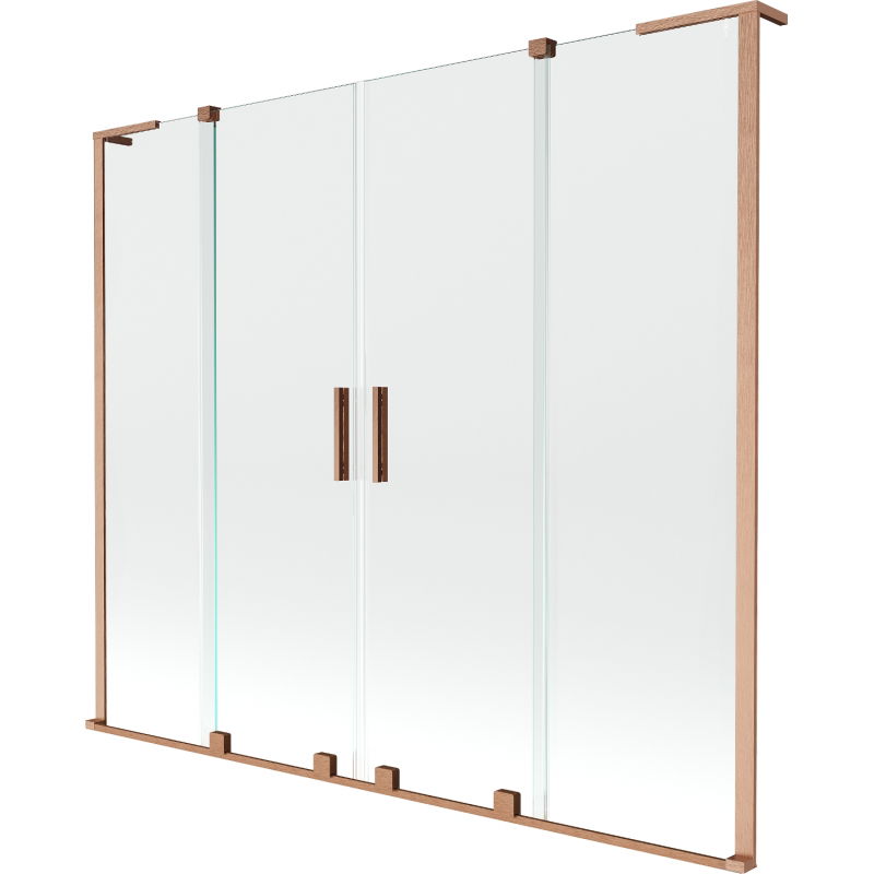 Mexen Velar L Duo vaňová zástena 2-krídlová posuvná 180 x 150 cm, priehľadná, brúsená meď - 896-180-003-02-65