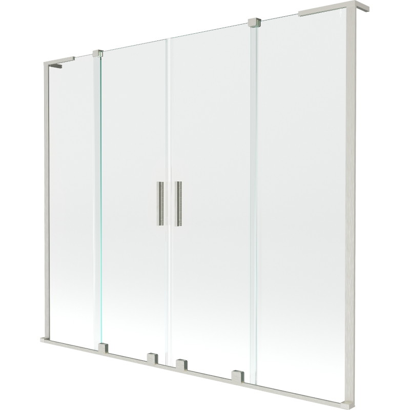 Mexen Velar L Duo vaňová clona, dvojkrídlová, posuvná, 180 x 150 cm, transparentná, brúsený nikel - 896-180-003-02-97