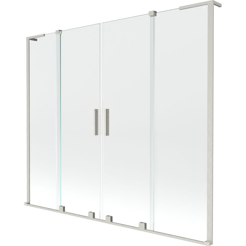 Mexen Velar L Duo vaňová zástenka 2-krídlová posuvná 180 x 150 cm, transparentná, brúsený nikel - 896-180-003-02-97