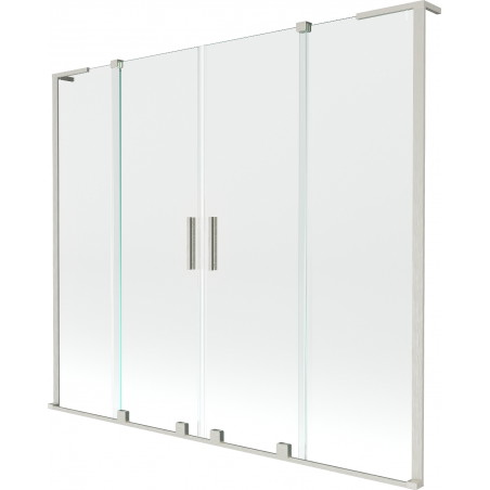 Mexen Velar L Duo vaňová clona, dvojkrídlová, posuvná, 180 x 150 cm, transparentná, brúsený nikel - 896-180-003-02-97