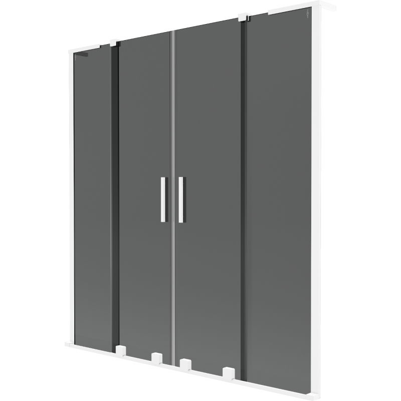 Mexen Velar L Duo vaňová zástena 2-krídlová posuvná 140 x 150 cm, grafit, biela - 896-140-003-42-20