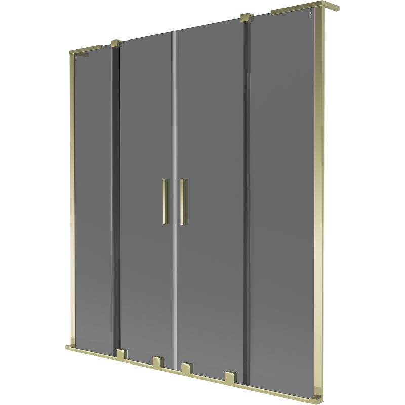 Mexen Velar L Duo vaňový paraván 2-krídlový posuvný 140 x 150 cm, grafit, zlatý - 896-140-003-42-50