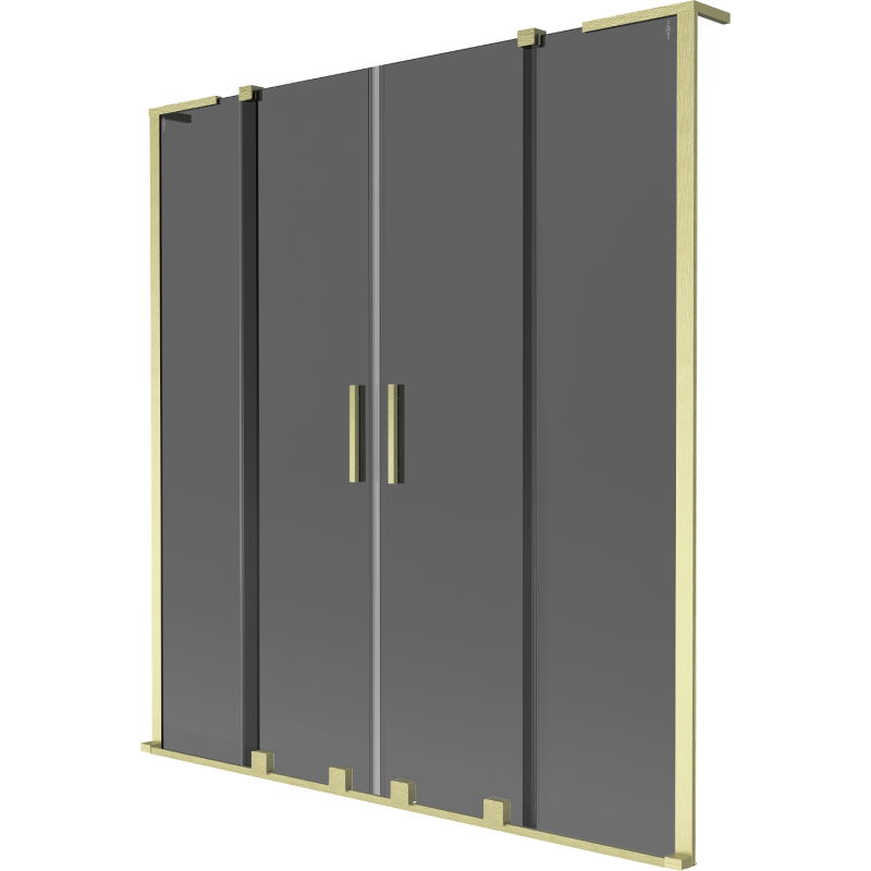Mexen Velar L Duo dvojkrídlový posuvný vaňový paraván 140 x 150 cm, grafit, zlatý brúsený - 896-140-003-42-55