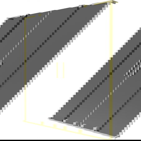 Mexen Velar L Duo dvojkrídlová zasúvacia vaňová zástena 140 x 150 cm, grafitová, zlatá brúsená - 896-140-003-42-55