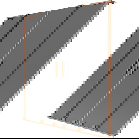 Mexen Velar L Duo vaňová zástena 2-krídlová posuvná 140 x 150 cm, grafit, brúsená meď - 896-140-003-42-65