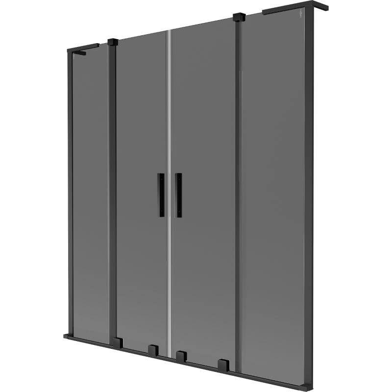 Mexen Velar L Duo vaňová zástena 2-krídlová posuvná 140 x 150 cm, grafit, čierna - 896-140-003-42-70