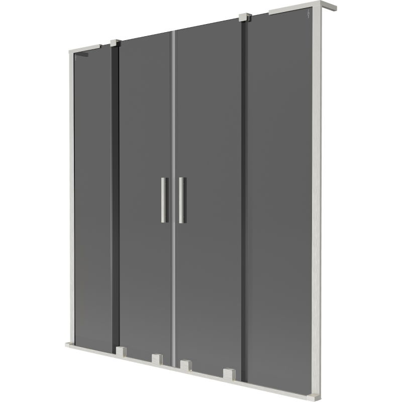Mexen Velar L Duo vaňová zástena 2-krídlová posuvná 140 x 150 cm, grafit, brúsený nikel - 896-140-003-42-97