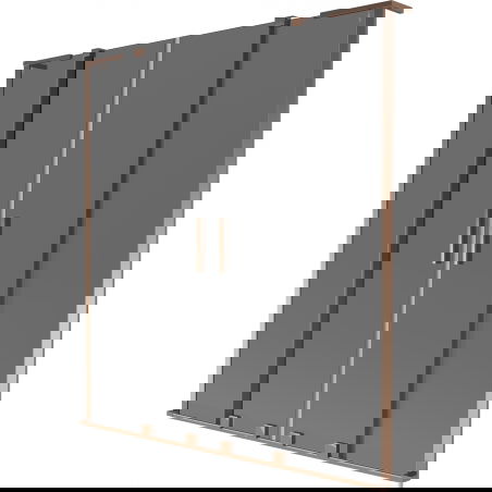 Mexen Velar L Duo dvojkrídlový posuvný vaňový paraván 160 x 150 cm, grafit, ružové zlato - 896-160-003-42-60