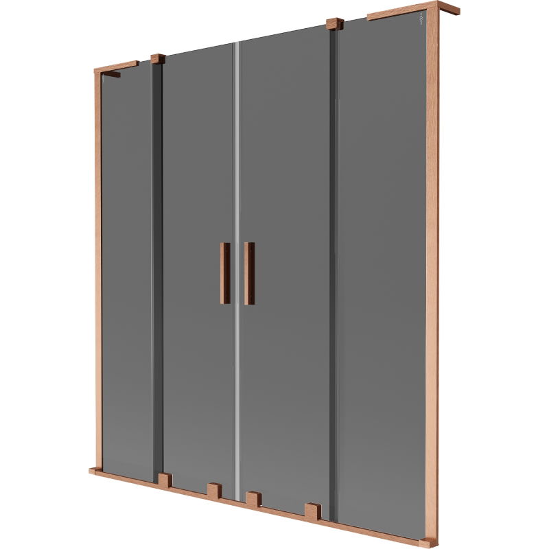 Mexen Velar L Duo vaňová zástena, 2-krídlová posuvná 160 x 150 cm, grafit, brúsená meď - 896-160-003-42-65