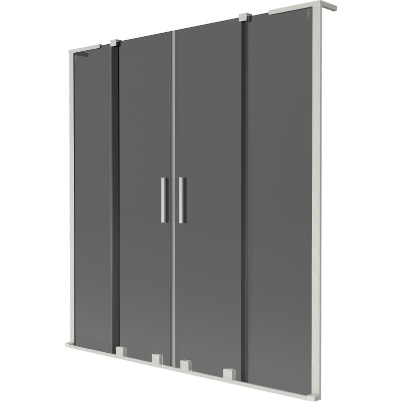 Mexen Velar L Duo dvojkrídlová zasúvacia vaňová zástena 160 x 150 cm, grafit, brúsený nikel - 896-160-003-42-97