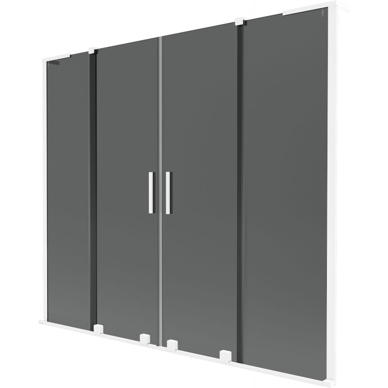 Mexen Velar L Duo vaňová zástena 2-krídlová posuvná 200 x 150 cm, grafit, biela - 896-200-003-42-20