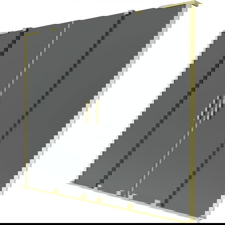 Mexen Velar L Duo vaňová zástena 2-krídlová posuvná 200 x 150 cm, grafit, zlatý kartáčovaný - 896-200-003-42-55