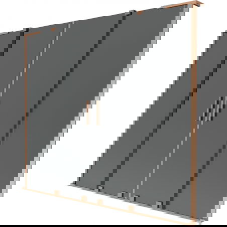Mexen Velar L Duo vaňová zástena 2-krídlová posuvná 200 x 150 cm, grafit, brúsená meď - 896-200-003-42-65