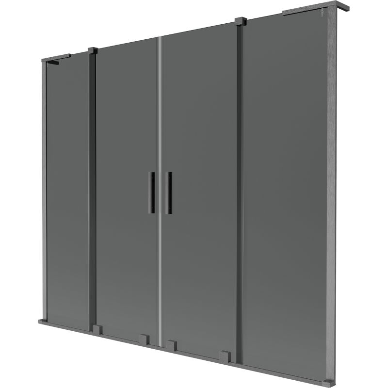 Mexen Velar L Duo vaňová zástenka 2-krídlová posuvná 200 x 150 cm, grafit, brúsená šedá - 896-200-003-42-66