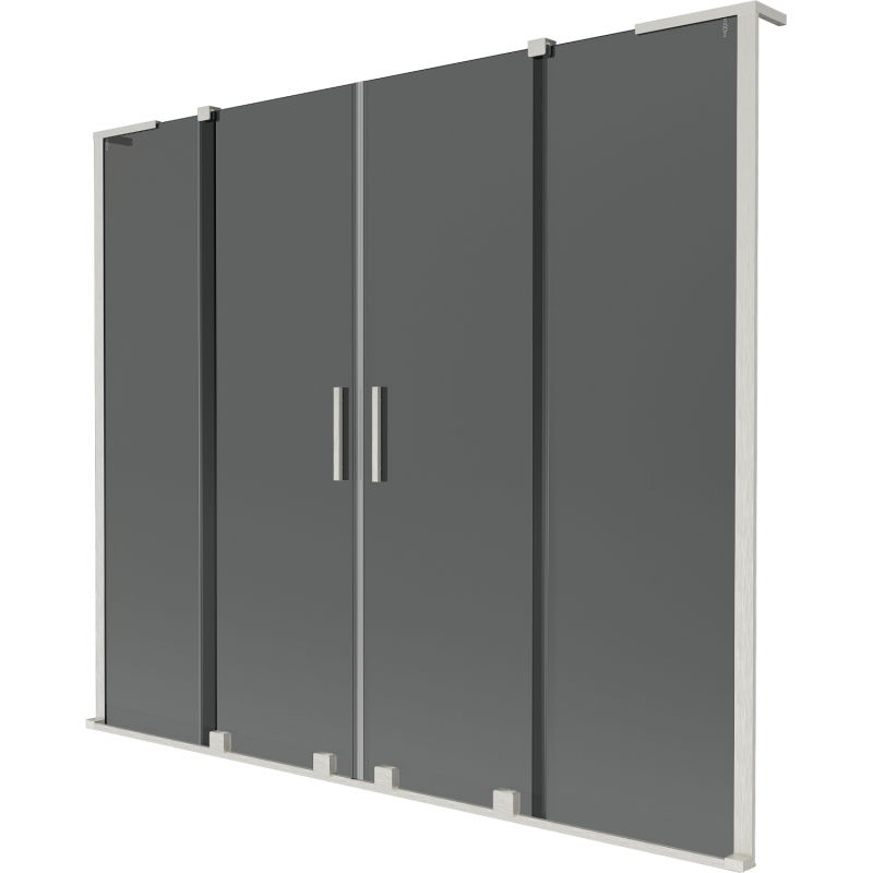 Mexen Velar L Duo dvojkrídlové zasúvacie vaňové zásteny 200 x 150 cm, grafit, brúsený nikel - 896-200-003-42-97