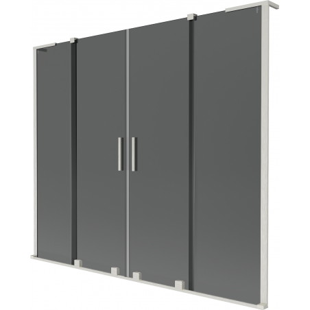Mexen Velar L Duo paraván na vaňu 2-krídlový posuvný 200 x 150 cm, grafit, kartáčovaný nikel - 896-200-003-42-97