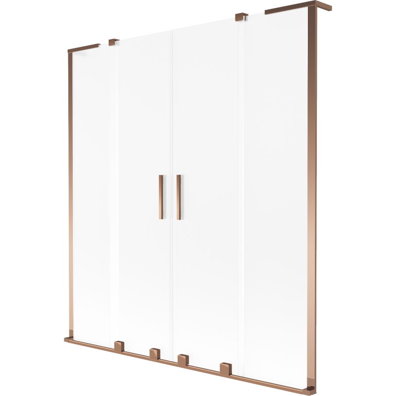Mexen Velar L Duo dvojdverová posuvná vaňová zástena 140 x 150 cm, matná, ružové zlato - 896-140-003-32-60