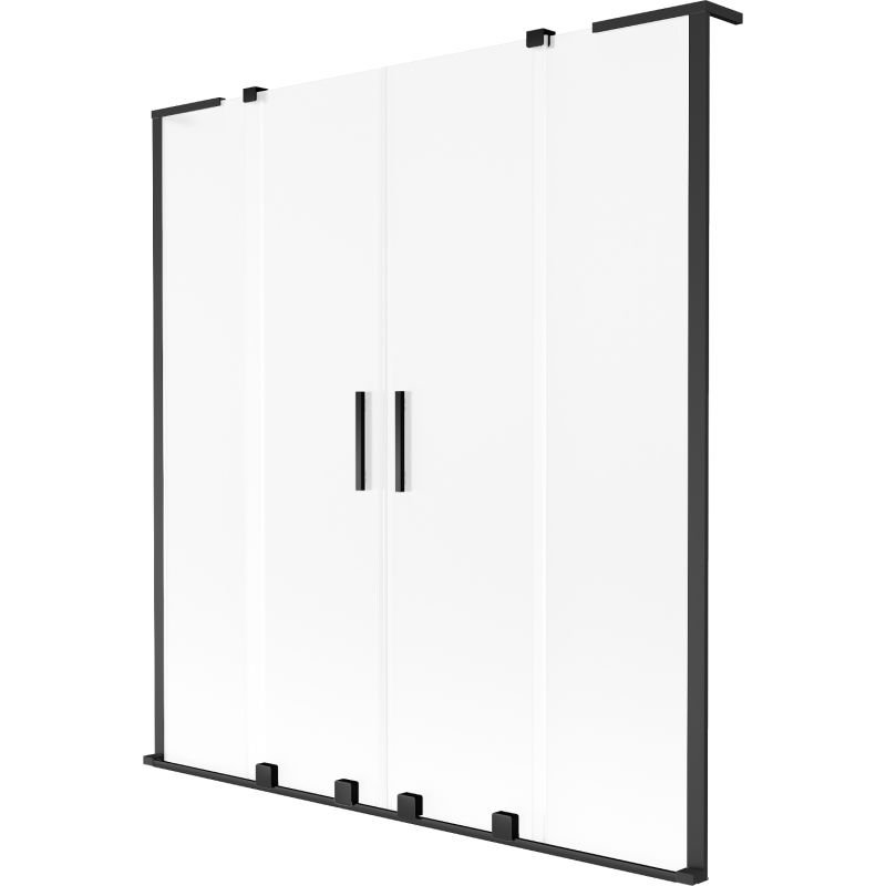 Mexen Velar L Duo posuvná vaňová zástena s 2 krídlami 140 x 150 cm, mráz, čierna - 896-140-003-32-70