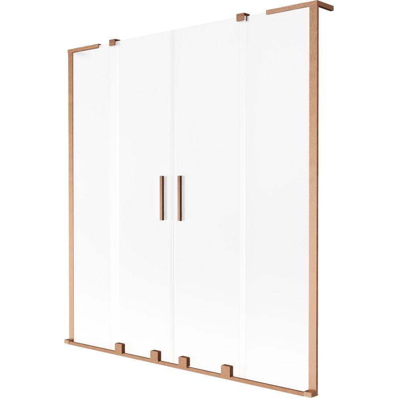 Mexen Velar L Dvojité posuvné vaňové zásteny 160 x 150 cm, mrazené, kartáčovaná meď - 896-160-003-32-65