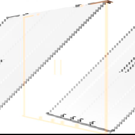 Mexen Velar L Duo vaňová zástena 2-krídlová posuvná 160 x 150 cm, mrazené sklo, brúsená meď - 896-160-003-32-65
