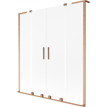 Mexen Velar L Dvojité posuvné vaňové zásteny 160 x 150 cm, mrazené, kartáčovaná meď - 896-160-003-32-65