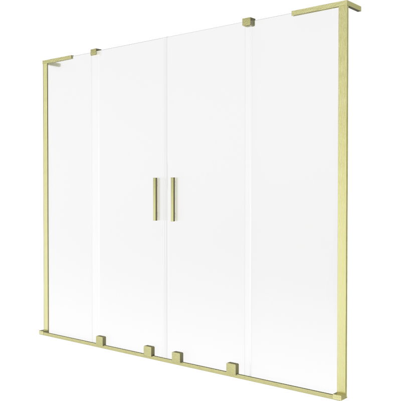 Mexen Velar L Duo dvojkrídlový vaňový paraván posuvný 170 x 150 cm, námraza, zlatý kartáčovaný - 896-170-003-32-55