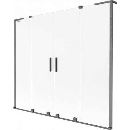 Mexen Velar L Duo vaňová zástena 2-krídlová posuvná 170 x 150 cm, matná, brúsená gun gray - 896-170-003-32-66