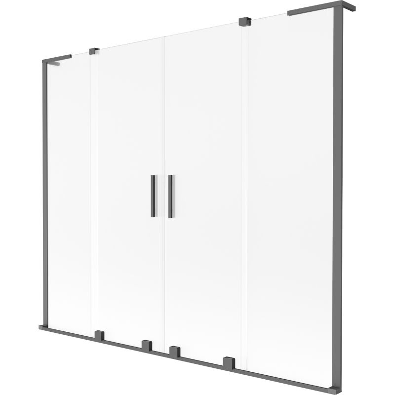 Mexen Velar L Duo dvojkrídlová vaňová zástena 2-dielna posuvná 170 x 150 cm, mráz, gun metal - 896-170-003-32-95