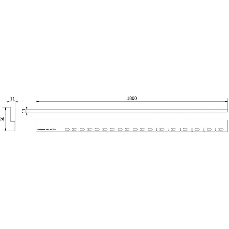 Mexen Line-B čelná sprchová lišta 180 cm, inox - 181003180U