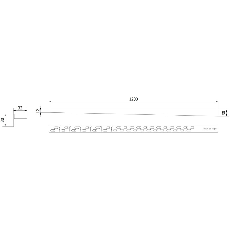 Mexen Line-B podlahová sklonená lišta 120 cm ľavá, zlatá - 185001120L
