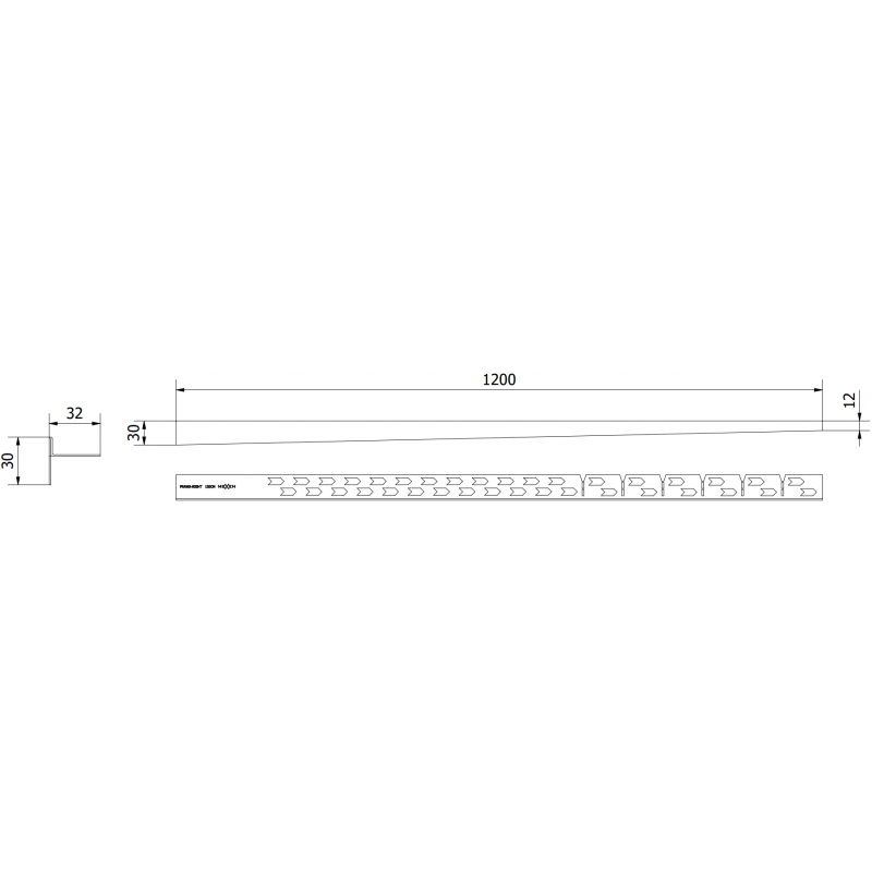 Mexen Line-B podlahová spádová lišta 120 cm pravá, inox - 181001120R