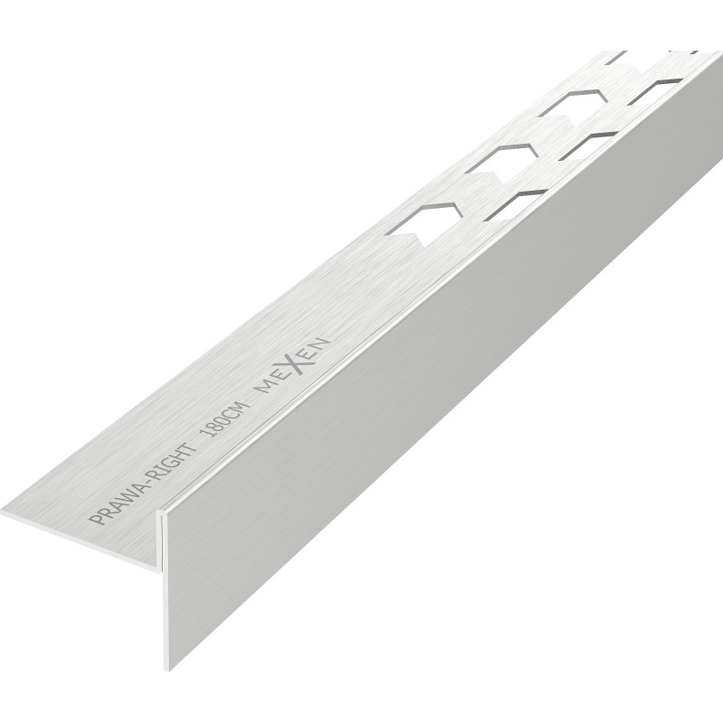 Mexen Line-B podlahová lišta so sklonom 180 cm pravá, inox - 181001180R