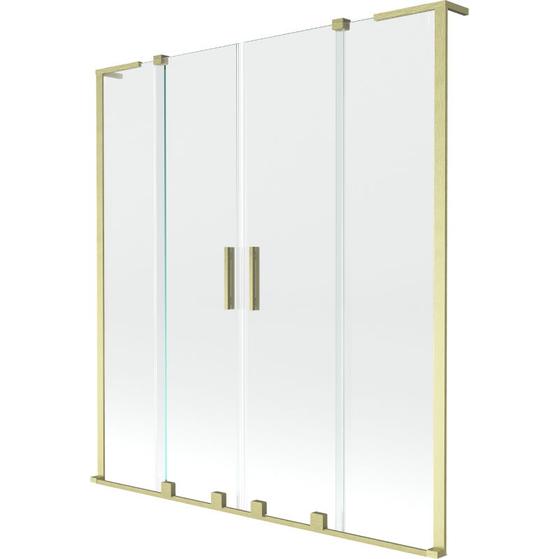Mexen Velar L Duo vaňová zástena dvojkrídlová posuvná 140 x 150 cm, transparentná, zlatá kartáčovaná - 896-140-003-02-55