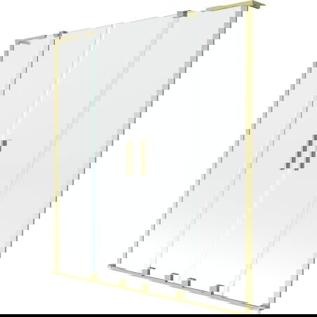 Mexen Velar L Duo vaňová zástena dvojkrídlová posuvná 140 x 150 cm, transparentná, zlatá kartáčovaná - 896-140-003-02-55