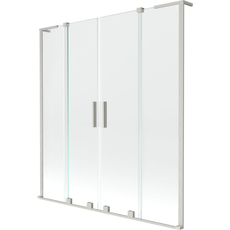Mexen Velar L Duo vaňová zástena 2-krídlová posuvná 140 x 150 cm, transparentná, brúsený nikel - 896-140-003-02-97