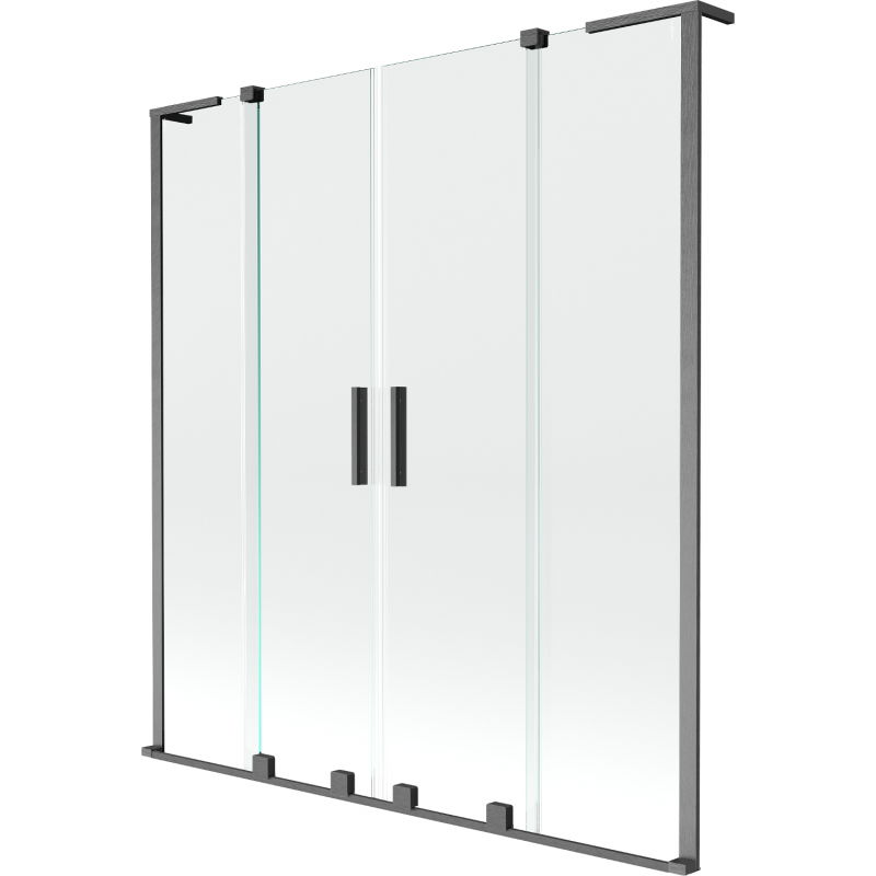 Mexen Velar L Duo vaňová zástena 2-dielna posuvná 160 x 150 cm, transparentná, brúsená gun šedá - 896-160-003-02-66