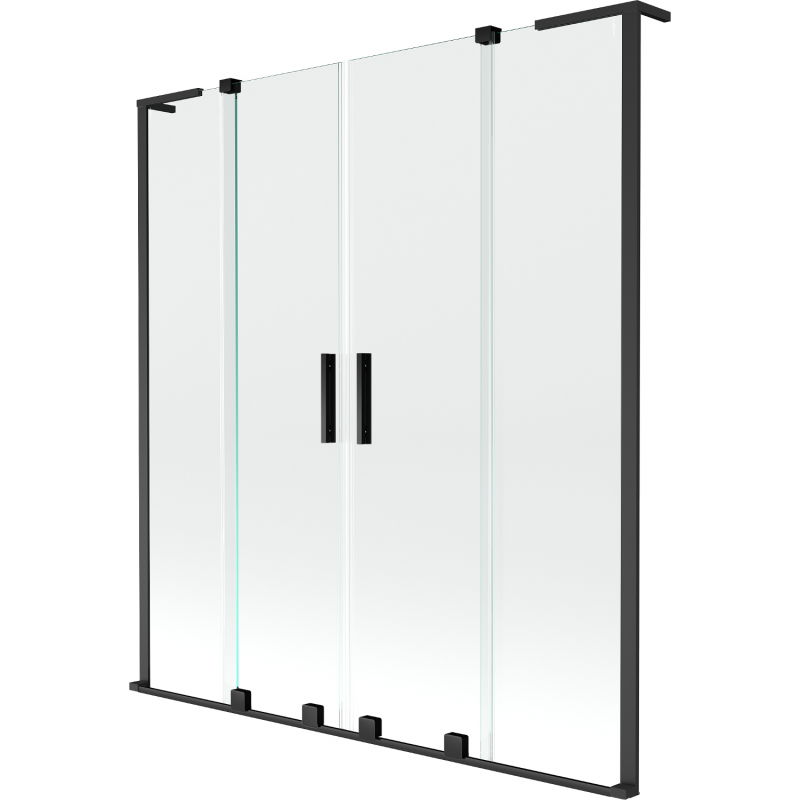 Mexen Velar L Duo vaňová zástenka 2-krídlová posuvná 160 x 150 cm, transparentná, čierna - 896-160-003-02-70