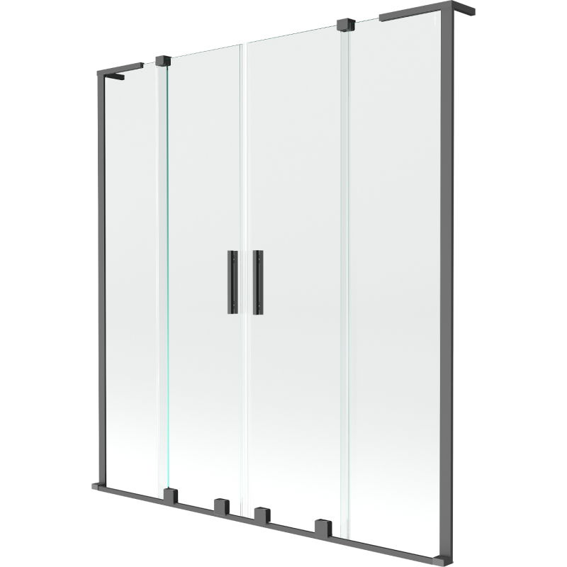 Mexen Velar L Duo posuvná vaňová zástena 2-krídlová 160 x 150 cm, transparentná, tmavý kov - 896-160-003-02-95